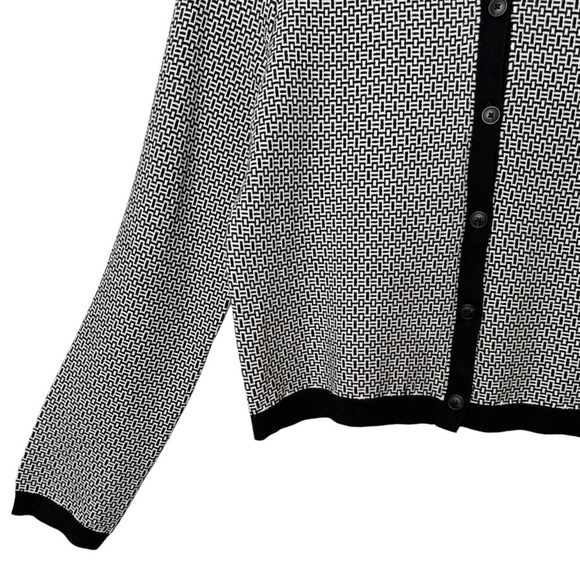Anthropologie Maeve Plunging Geo Print Polo Women’s Preppy Cardigan Sweater Sz M - Picture 5 of 11